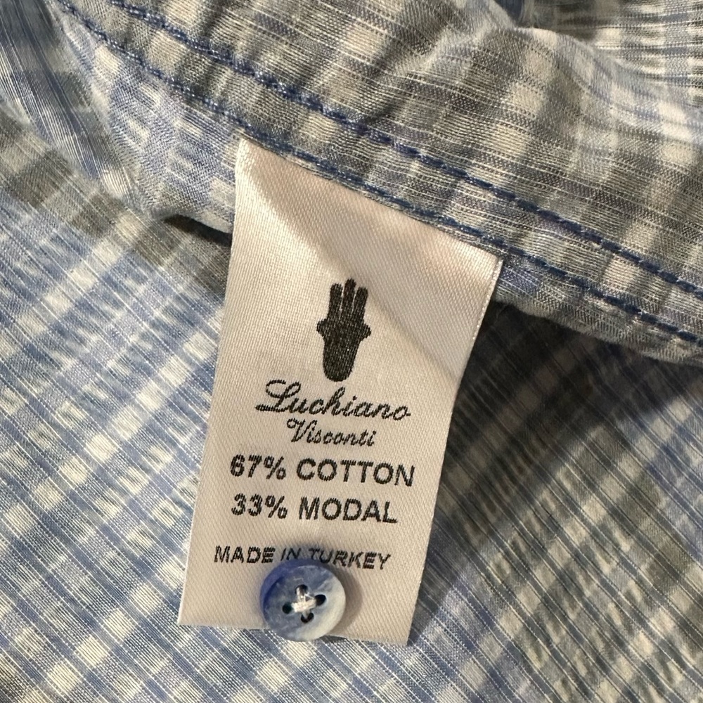 Luchiano Visconti - NWT - Vintage Style - Blue Button Down Long Sleeve Shirt - Picture 7 of 7